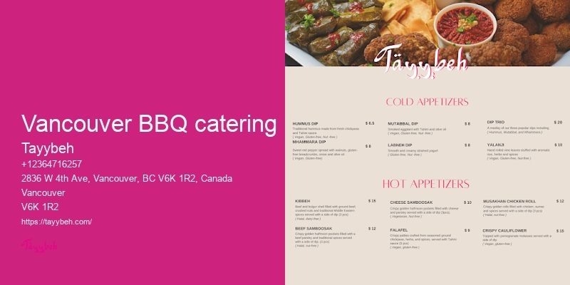 Vancouver catering menus