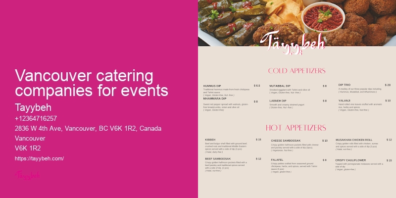 Syrian Cuisine for Weddings Vancouver